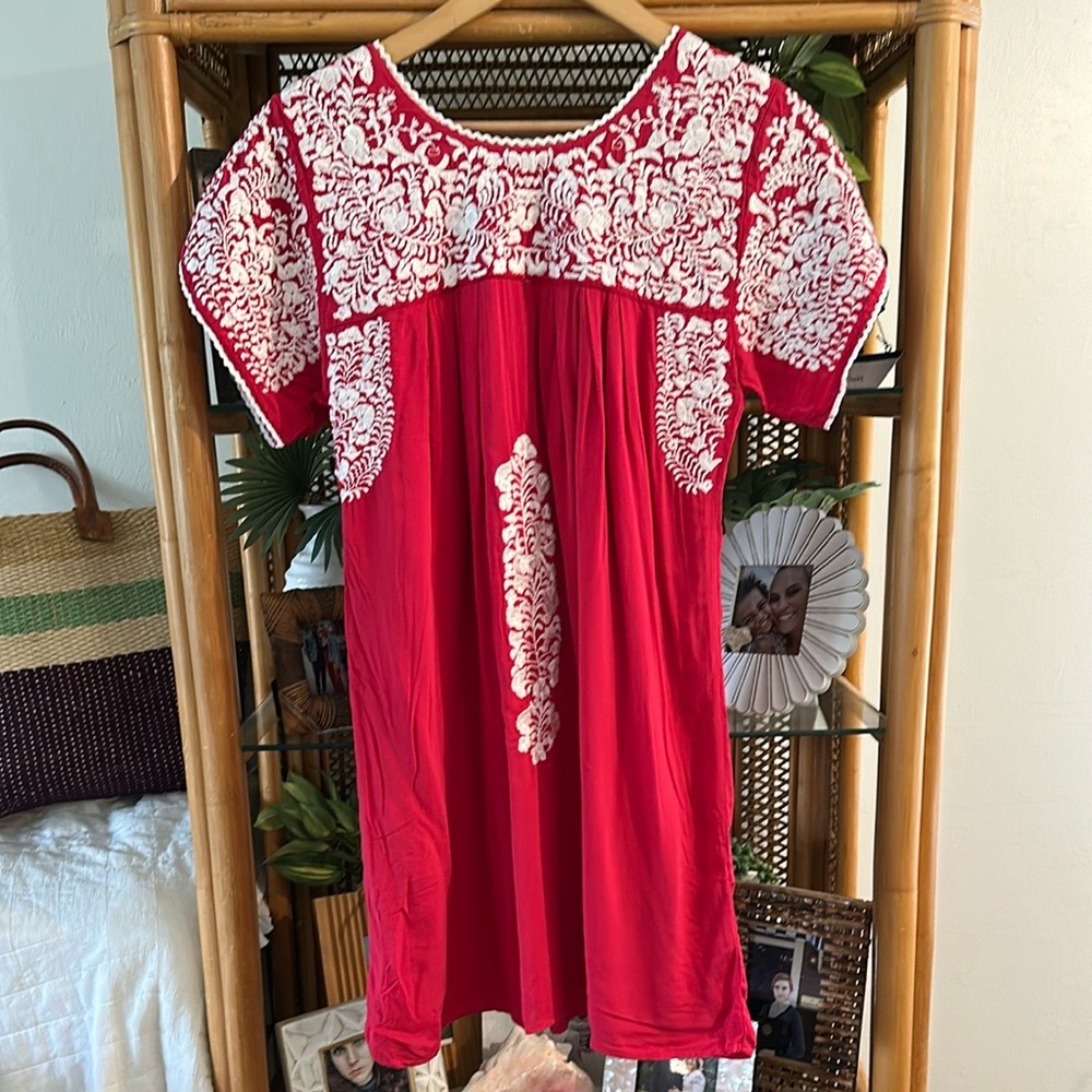 Buddy Love‎ Scarlet and White Embroidered MexicanDress